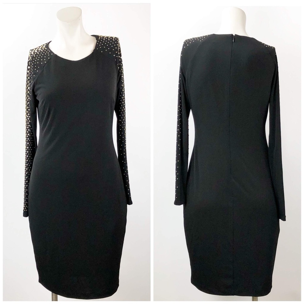 Calvin Klein Black Gold Stud Midi Dress